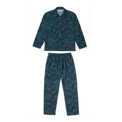 Navy Mens Pocket Pyjama Set Byron Tropical