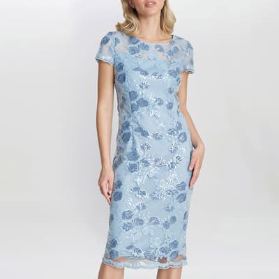 Blue Millie Embroidered Midi Dress