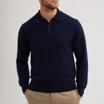 Navy Polo Neck Cashmere Jumper
