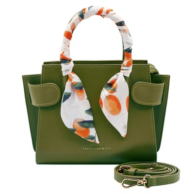 Olive Green Passy Handbag With Silk Scarf