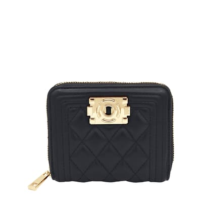 Black Zipped Quilted Wallet