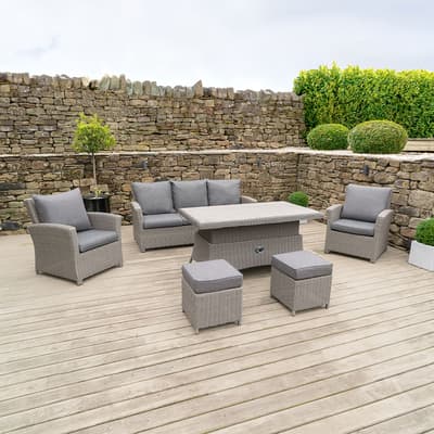 Barbados 3 Seater Lounge Set with Ceramic Top, Slate Grey