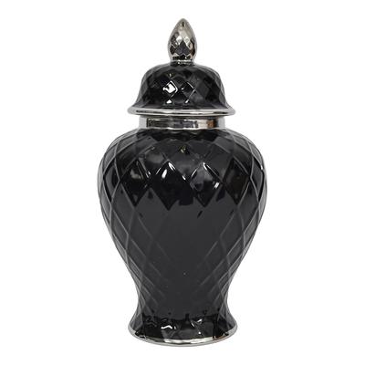 Mayfair Ceramic Ginger Jar, Black and Silver