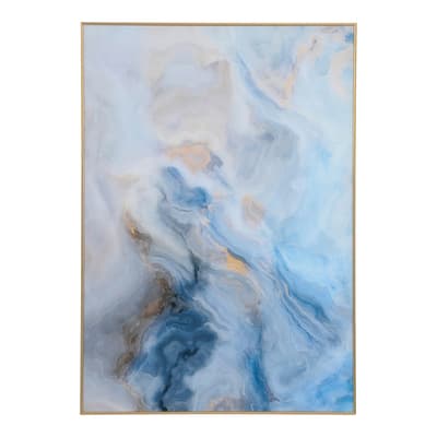 Blue And Gold Marble Effect Glass Wall Art