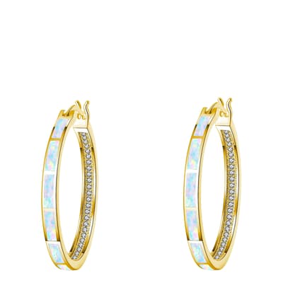 18K Gold Opal Embellished Hoop Earrings