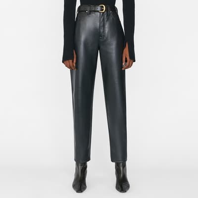 Black Le High N Tight Straight Leather Trousers
