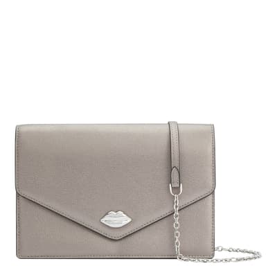 Pewter Textured Leather Rudy Clutch Bag