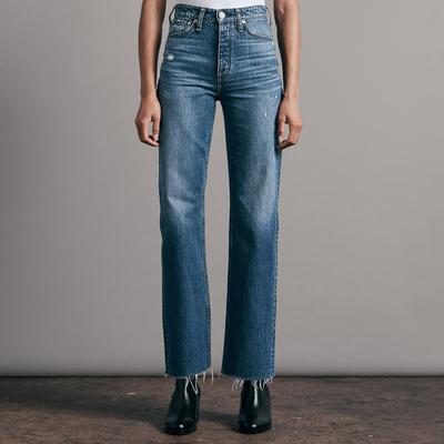 Mid Blue Alex Straight Jeans