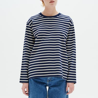 Navy/Cream Stripe Long Sleeve Top