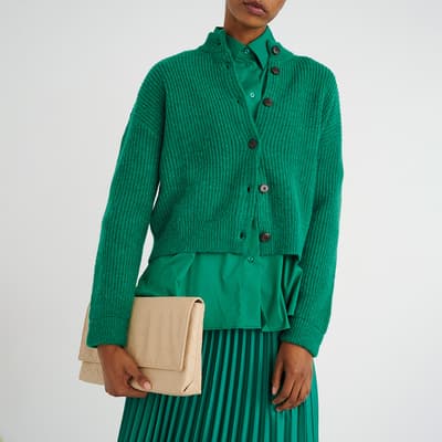 Green Josef Knitted Wool Blend Cardigan