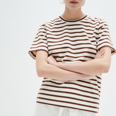 Cream/Brown Stripe T-Shirt