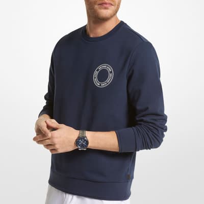 Navy Icon Logo Cotton Blend Sweatshirt