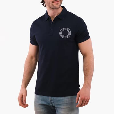 Navy Icon Logo Cotton Polo Shirt