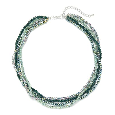 Silver & Multi Green Quartz Layer Necklace