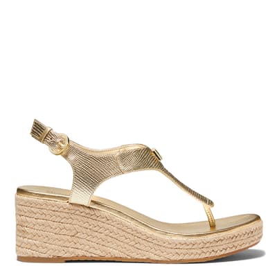 Gold Leather Laney Thong Wedge Sandal