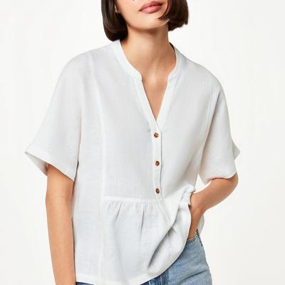 White Hannah Linen Peplum Blouse