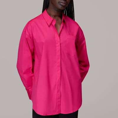Pink Oversized Button Up Cotton Shirt