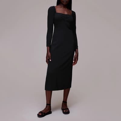 Black Laura Textured Midi Dress