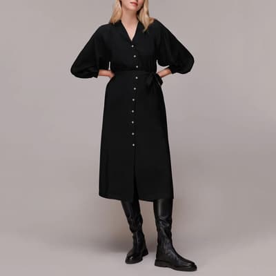 Black Lizzie Belted Midi Dress