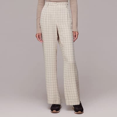 Cream Niamo Grid Print Trousers