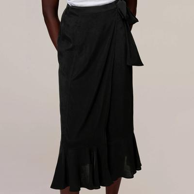 Black Charlie Wrap Midi Skirt