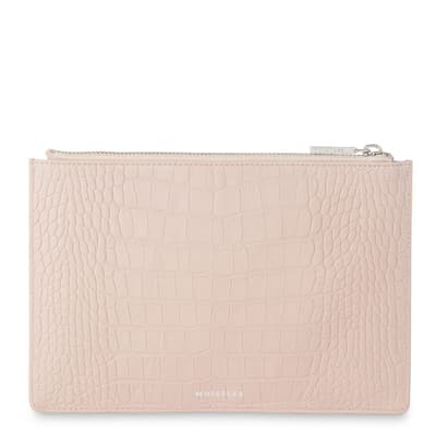 Nude Croc Finish Small Leather Clutch