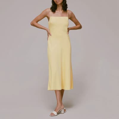 Yellow Dagma Satin Cami Midi Dress