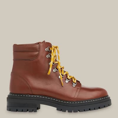 Brown Amber Lace Up Leather Boots