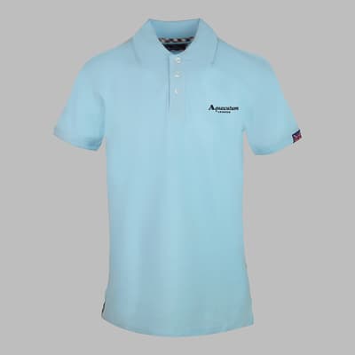 Sky Blue Small Branded Cotton Polo Top