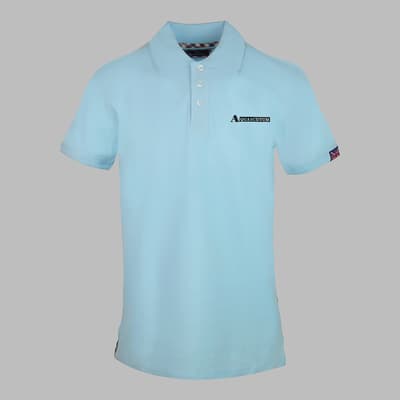 Sky Blue Branded Cotton Polo Top