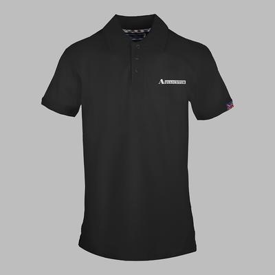 Black Branded Cotton Polo Top