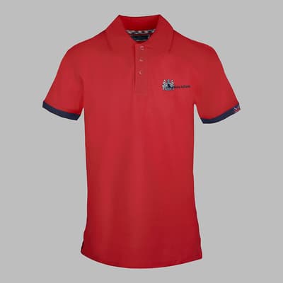 Red Small Crest Cotton Polo Top