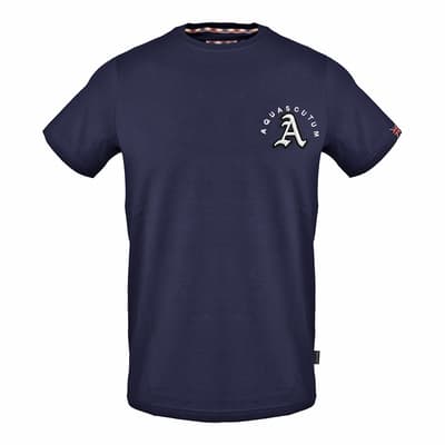 Navy Rounded Crest Cotton T-Shirt