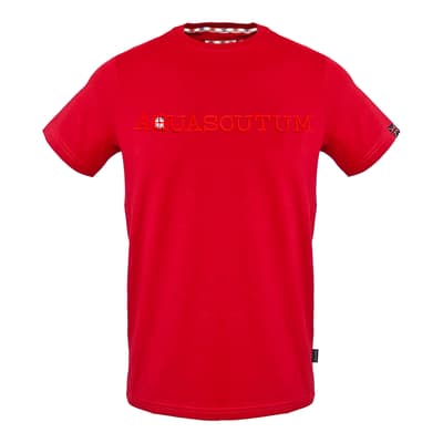 Red Large Chest Crest Cotton T-Shirt