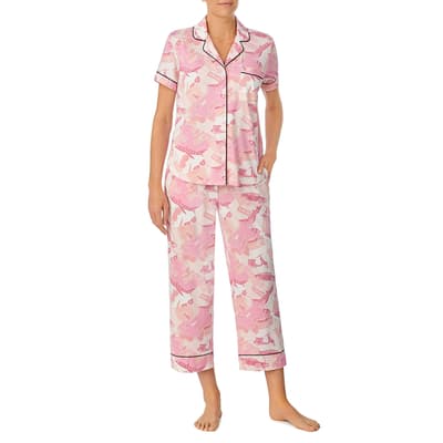 Pink Print Cropped Pyjama Set