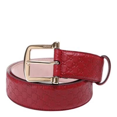 Gucci Red Leather Embossed Belt