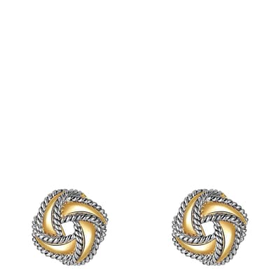 18K Gold & Silver Two Tone Knot Stud Earrings