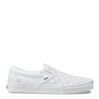 Unisex White Checkerboard UA Classic Slip On Shoes