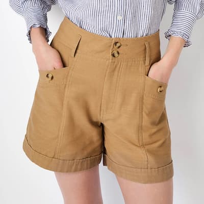 Brown Callie Casual Canvas Shorts