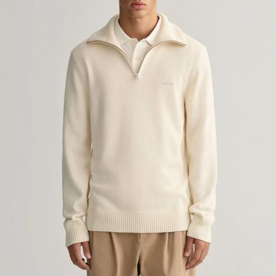 Cream Supima Half Zip Jumper