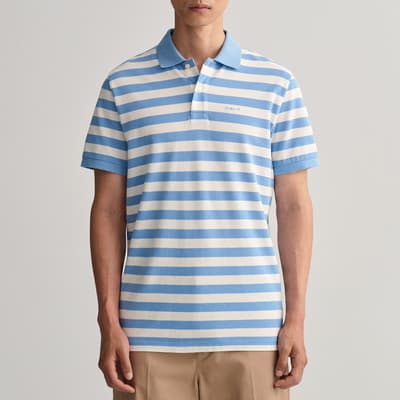 Blue/White Stripe Short Sleeve Polo Shirt