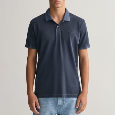 Deep Blue Sunfaded Pique Polo Shirt