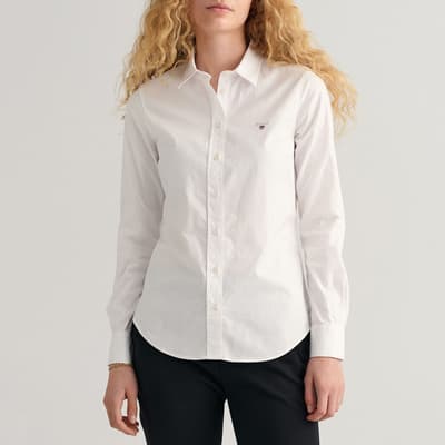 White Stretch Cotton Oxford Shirt