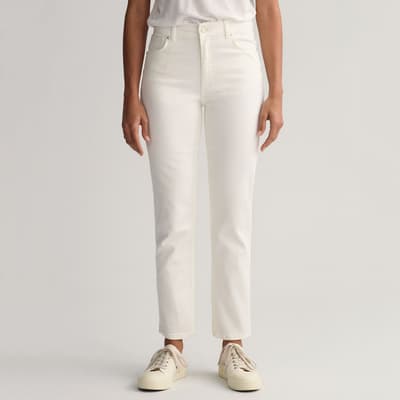 White Cropped Slim Stretch Jeans