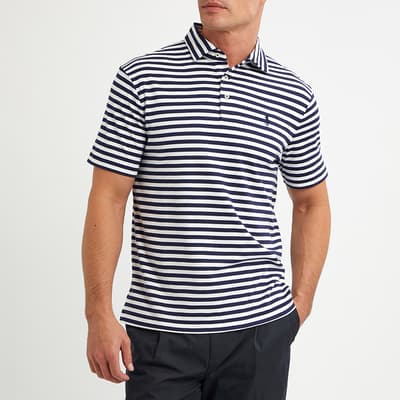 Navy/White Stripe Cotton Polo Shirt