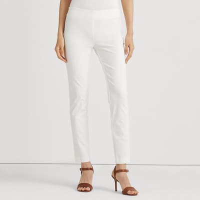 White Cotton Blend Trousers