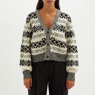 Cream/Black Pattern Wool Cardigan