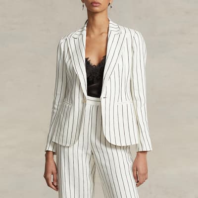 White Stripe Linen Blazer