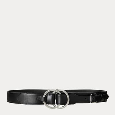 Black Leather Double Buckled Belt