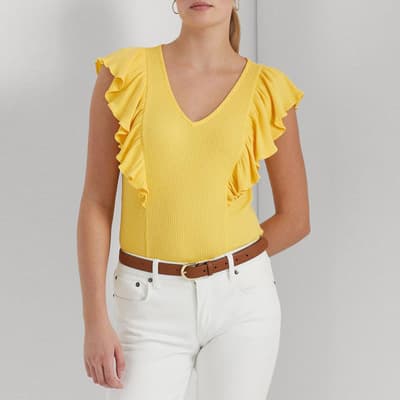 Yellow Frill V-Neck Top